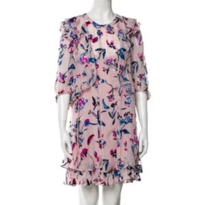 Tanya Taylor Pink Floral Silk Blend Dress with Slip Size 2